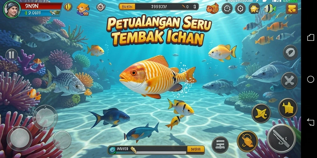 Tangkapan layar gameplay menampilkan aksi tembak ikan yang seru.
