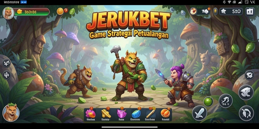 Tampilan gameplay menegangkan dari JERUKBET dengan suasana yang menyenangkan.