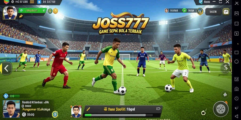 Tampilan gameplay seru dalam JOSS777 yang menggambarkan aksi sepak bola.