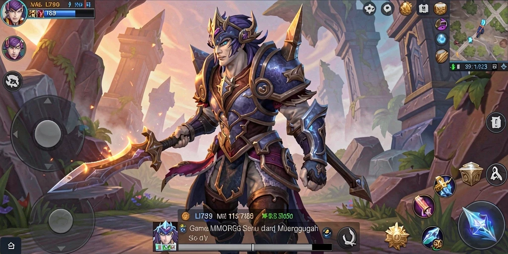 Tampilan screenshot utama LI789 menunjukkan pertarungan seru dalam dunia MMORPG.
