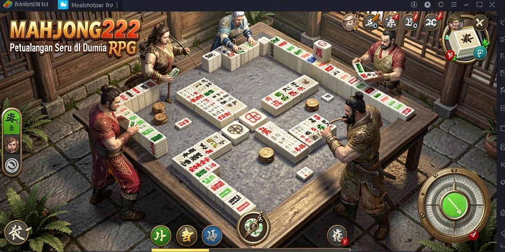 Tampilan gameplay seru dari MAHJONG222 yang menampilkan pertarungan RPG.