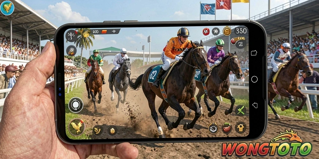 Gameplay balap seru dalam WONGTOTO dengan mobil cepat dan trek menarik.